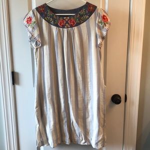EUC embroidered linen dress